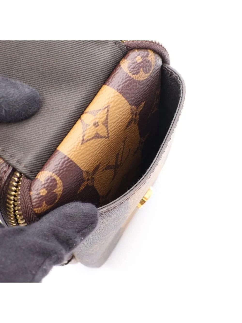 Louis Vuitton Shoulder Bag Double Phone Pouch Monogram Stripe Canvas Leather LV